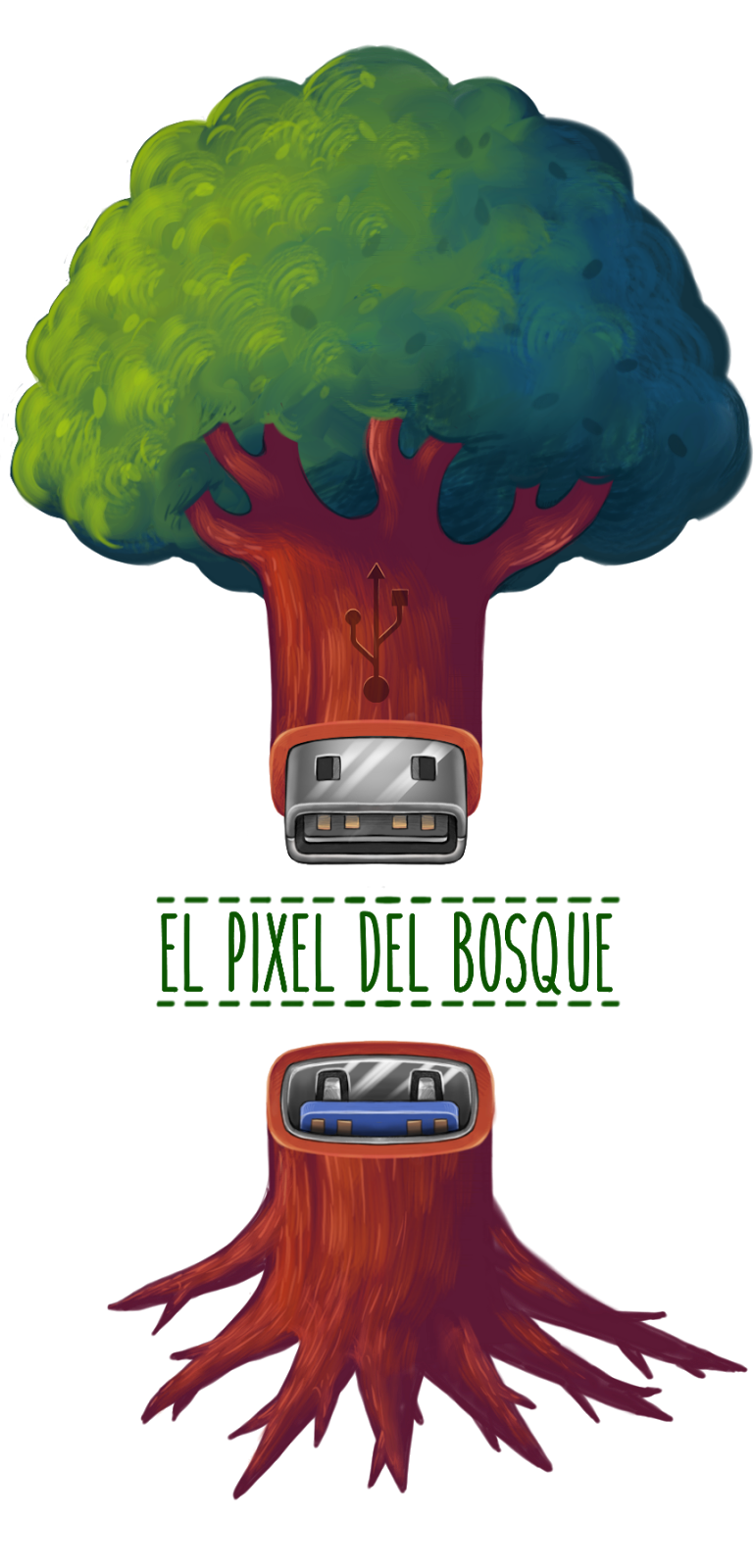 El Píxel del Bosque — árbol con conector USB